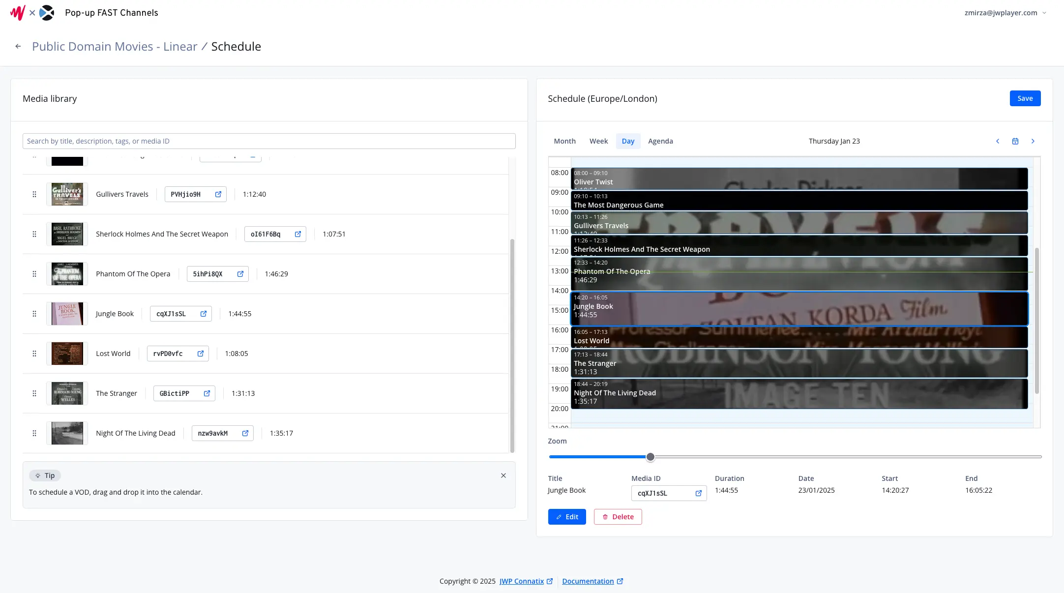 Screenshot of the Pop-up Channels Scheduler UI